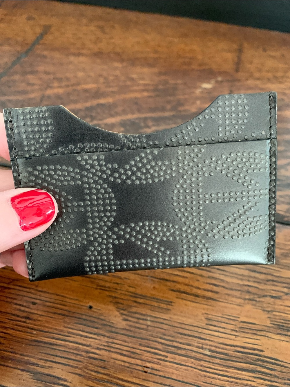 Textured Black Leather Card Sleeve